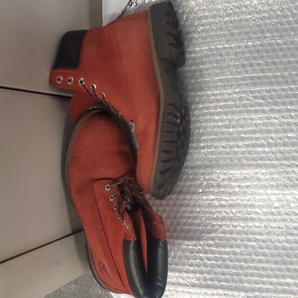 Hiking boots Timberlands Berry red Suede leather 9.5 M - Picture 3 of 9